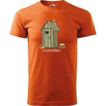 Pánské tričko Sablio Tričko s potiskem Chatařím - kadibudka - oranžové 2XL