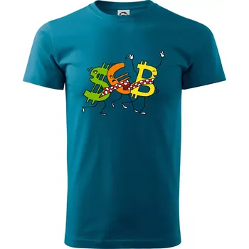 Bitcoin (Pecka design) - Klasické pánské triko vyšší gramáže - S ( Petrolejová )