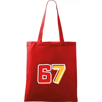Nákupní taška 67 - čísla - Taška bavlněná - 42 x 38 cm ( Červená )