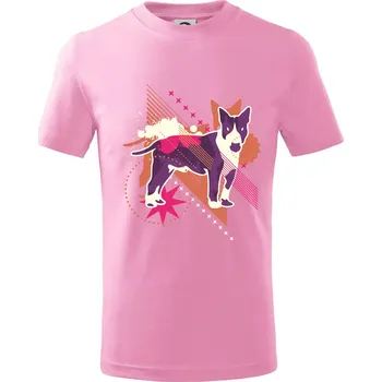 Pes abstrakce fialový - Tričko dětské bavlněné - 98 cm / 2 roky ( Růžová )