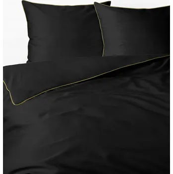 Povlečení Detexpol Povlečení saténové s lemováním makosatén jednobarevné Pure černé 180x200