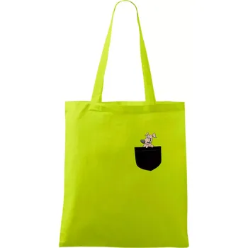 Pes v kapse - Taška bavlněná - 42 x 38 cm ( Limetková )