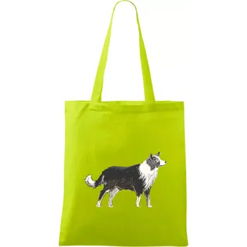 Border kolie kreslená - Taška bavlněná - 42 x 38 cm ( Limetková )