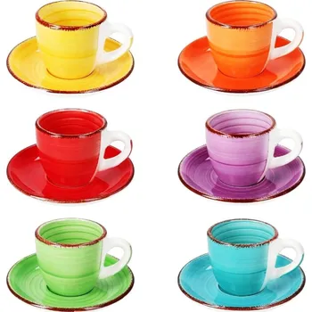 Hrnky na espresso HIT HT-24326774 s podšálky sada 12 ks 90 ml COLOURS