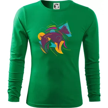 Pánské oblečení Pes abstrakce hubený - Triko s dlouhým rukávem FIT-T long sleeve - M ( Středně zelená )
