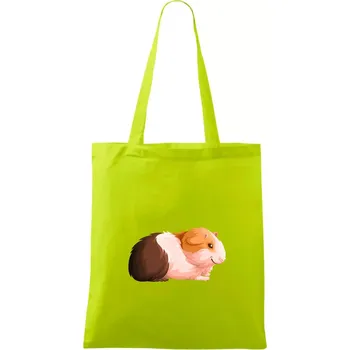 Nákupní taška Morče - kreslené z boku - Taška bavlněná - 42 x 38 cm ( Limetková )