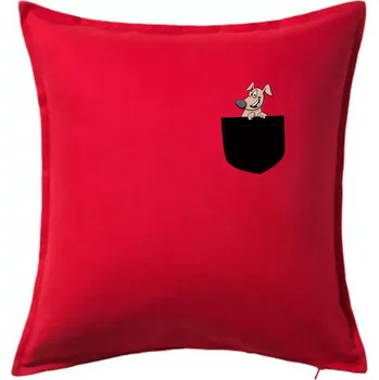 Polštář Pes v kapse - Polštář 50x50 - 50x50 - Pouze potah ( Červená )
