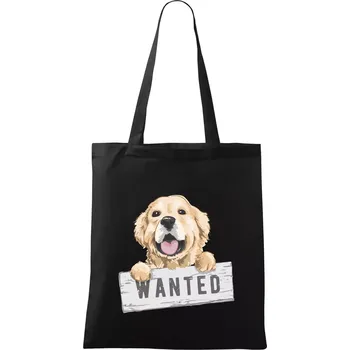 Nákupní taška Zlatý retriever - štěně wanted - Taška bavlněná - 42 x 38 cm ( Černá )
