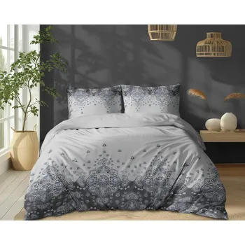 Povlečení POVLEČENÍ BAVLNĚNÉ 220x200 BÉŽOVÉ ORNAMENT GLAMOUR 5338A