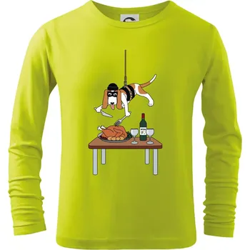 Dětská móda Malý zloděj - baset (Hana-creative) - Triko dětské Long Sleeve - 134 cm/8 let ( Limetková )
