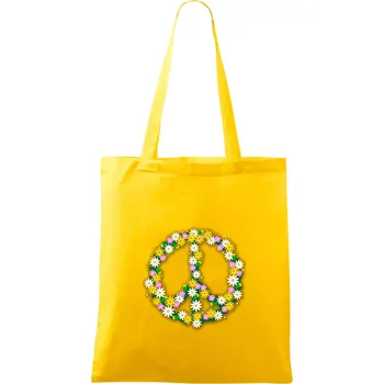 Peace symbol kopretiny - Taška bavlněná - 42 x 38 cm ( Žlutá )