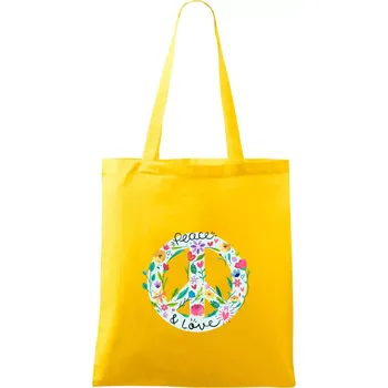 Peace and love symbol - Taška bavlněná - 42 x 38 cm ( Žlutá )