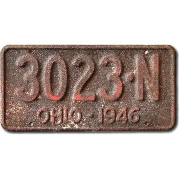 Plechová cedule Americká SPZ Ohio 1946 Antique 3023-N