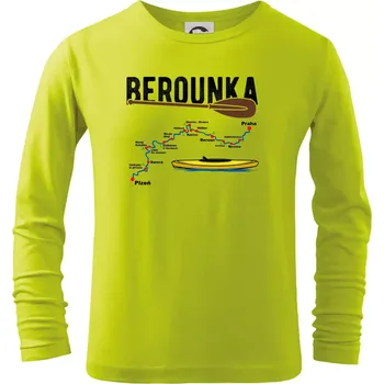 Mapa řeky Berounky - Triko dětské Long Sleeve - 134 cm/8 let ( Limetková )