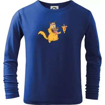 Chlapecké tričko Pes s pizzou - Triko dětské Long Sleeve - 122 cm/6 let ( Královská modrá )