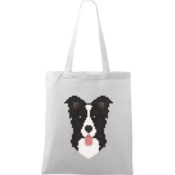 Border kolie Pixel - Taška bavlněná - 42 x 38 cm ( Bílá )