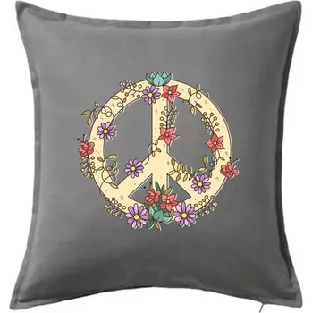 Polštář Peace symbol pískový - Polštář 50x50 - 50x50 - Pouze potah ( Tmavě šedý melír )