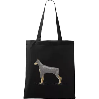 Nákupní taška Vintage Dobrman - Taška bavlněná - 42 x 38 cm ( Černá )