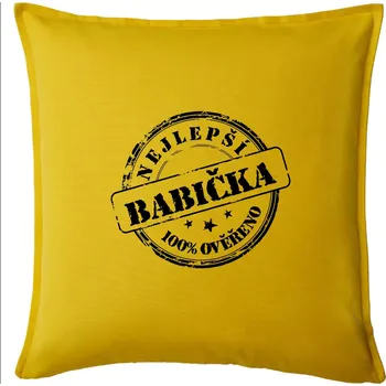 Polštář Razítko - nejlepší babička - Polštář 50x50 - 50x50 - Pouze potah ( Žlutá )