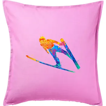 Polštář Skokan na lyžích splash - Polštář 50x50 - 50x50 - Pouze potah ( Růžová )