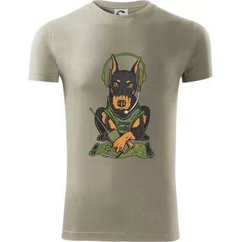 Pánské oblečení Bojový dobrman (Pecka design) - Viper FIT - Pánské zůžené tričko - 3XL ( Light khaki )