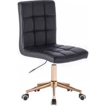 LuxuryForm DESIGN Kosmetická židle TOLEDO na zlaté podstavě s kolečky - černá