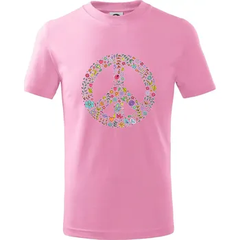 Chlapecké oblečení Peace symbol lístečky - Tričko dětské bavlněné - 134 cm/8 let ( Růžová )