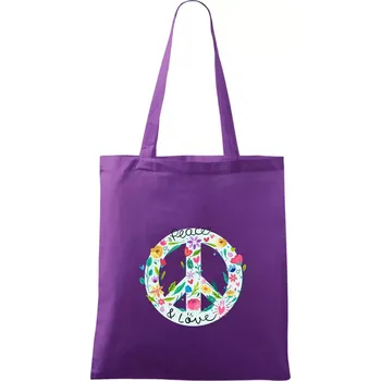 Peace and love symbol - Taška bavlněná - 42 x 38 cm ( Fialová )
