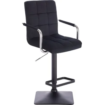 Barová židle LuxuryForm DESIGN Barová židle VERONA VELUR na černé hranaté podstavě - černá