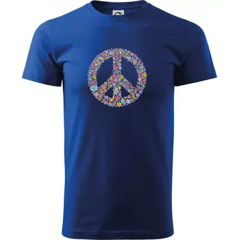 Pánské tričko Peace symbol lístečky - Triko extra velké (5-8XL) - 8XL ( Královská modrá )