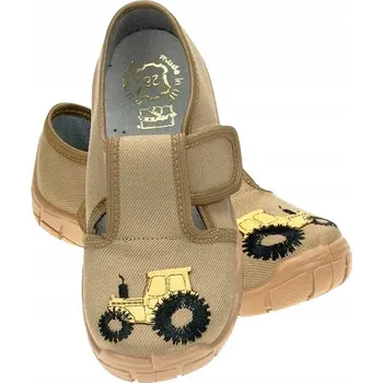 Chlapecké bačkory Raweks dětské papuče na suchý zip béžové, velikost 26