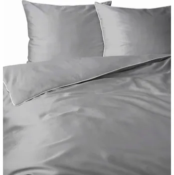 Povlečení Detexpol Povlečení saténové s lemem makosatén Pure světle šedé 180x200cm