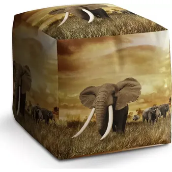 Obývací pokoj Sablio Taburet Cube Slon Africký: 40x40x40 cm