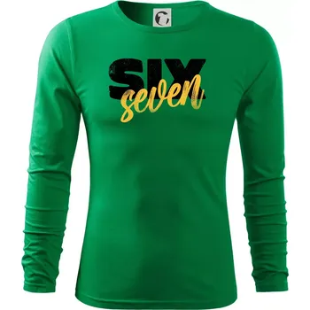 Pánské oblečení Six seven - písmo - Triko s dlouhým rukávem FIT-T long sleeve - S ( Středně zelená )