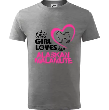 This Girl Loves her Alaskan Malamute - Tričko dětské bavlněné - 98 cm / 2 roky ( Tmavě šedý melír )