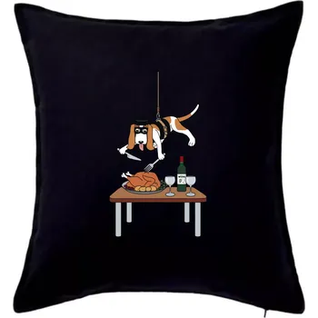 Polštář Malý zloděj - baset (Hana-creative) - Polštář 50x50 - 50x50 - Včetně výplně ( Černá )