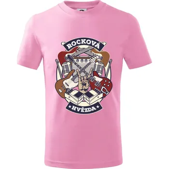 Chlapecké tričko Rocková hvězda - Tričko dětské bavlněné - 98 cm / 2 roky ( Růžová )