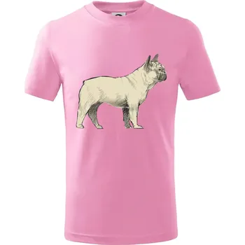 Vintage French bulldog - Tričko dětské bavlněné - 98 cm / 2 roky ( Růžová )