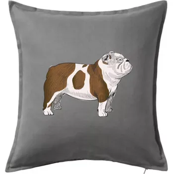 Polštář Vintage English bulldog - Polštář 50x50 - 50x50 - Pouze potah ( Tmavě šedý melír )