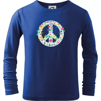 Peace and love symbol - Triko dětské Long Sleeve - 146 cm/10 let ( Královská modrá )
