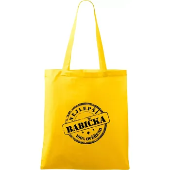 Razítko - nejlepší babička - Taška bavlněná - 42 x 38 cm ( Žlutá )