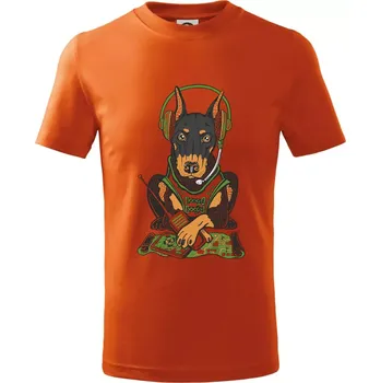 Bojový dobrman (Pecka design) - Tričko dětské bavlněné - 98 cm / 2 roky ( Oranžová )