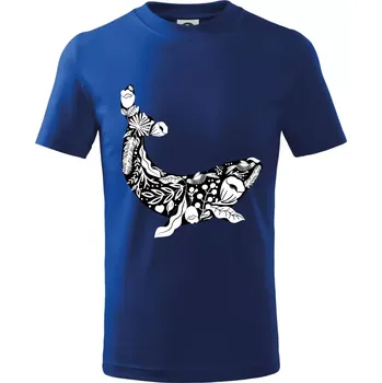 Velryba malovaná - Tričko dětské bavlněné - 98 cm / 2 roky ( Královská modrá )