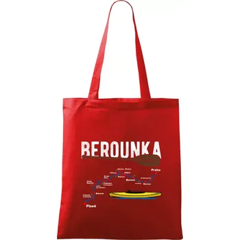 Nákupní taška Mapa řeky Berounky - Taška bavlněná - 42 x 38 cm ( Červená )