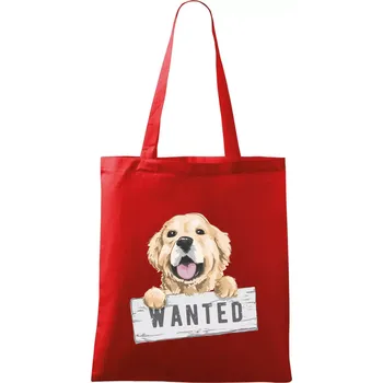 Nákupní taška Zlatý retriever - štěně wanted - Taška bavlněná - 42 x 38 cm ( Červená )