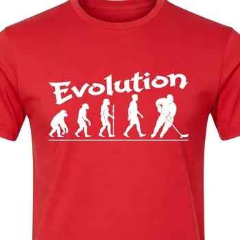 Pánské tričko Tričko Evoluce Hokej - velikost 110, Barva Červená