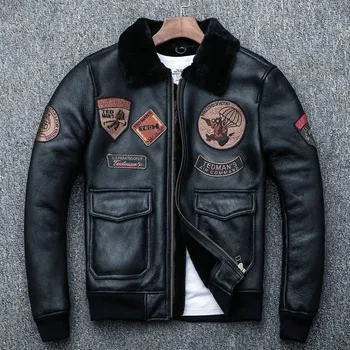 Moto bunda Leather Fashion Zateplená kožená bunda s kožešinovým límcem Barva: Černá, Velikost: M
