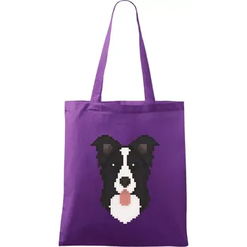 Border kolie Pixel - Taška bavlněná - 42 x 38 cm ( Fialová )