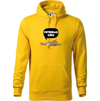 Pánská mikina Potřebuju kávu lenochod - Mikina pánská Cape s kapucí - 4XL ( Žlutá )