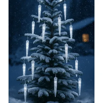 Vánoční dekorace Světelné LED rampouchy venkovní, padající sníh - 28 cm/8 ks V28 bílá teplá